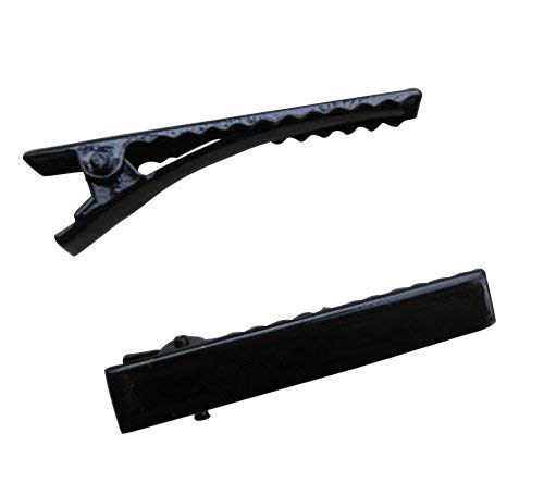 Chenkou Craft 50pcs Black Prong Hair Clips Alligator Hair Clip DIY Hair Jewelry Craft (Black, 1 3/8 (35mm))