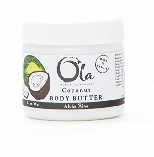 Tropical Apothecary OLA Coconut Body Butter – Moisturizing with Pure Coconut Oil and Hawaiian Plant Extracts - Ideal for Dry Skin - 2.1oz