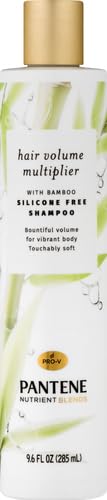 Pantene Nutrient Blends Bamboo Hair Volume Multiplier Silicone Free Shampoo For Fine, Thin Hair, 9.6 Fl oz, 2.583 Fl oz
