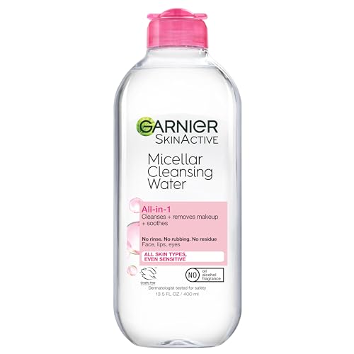 Garnier Micellar Water, Hydrating Facial Cleanser & Makeup Remover, Suitable for Sensitive Skin, Vegan, Cruelty Free, 13.5 Fl Oz (400mL), 1 Count