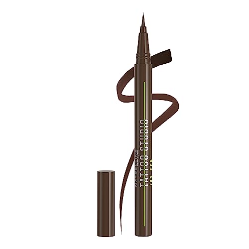 Maybelline Tattoo Studio Ink Pen Liquid Eyeliner, Up to 24 Hours of Wear, Waterproof & Smudge-Resistant Make Up, Brown, 1 Count