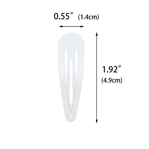 40 Counts White Color Metal Snap Hair Clips 2 Inch Barrettes for Women Accessories