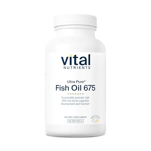 Vital Nutrients Ultra Pure® Fish Oil 675 | Supports Brain Development & Function* | Sustainably Sourced High DHA Omega-3 Fatty Acid | Lemon Flavor | Gluten, Dairy & Soy Free | 90 Softgels