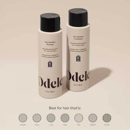 Odele Sulfate-Free Ultra-Sensitive Shampoo & Conditioner Set for Extra Gentle Cleansing and All Hair Types, 13 Fl Oz Each (2-Pack)