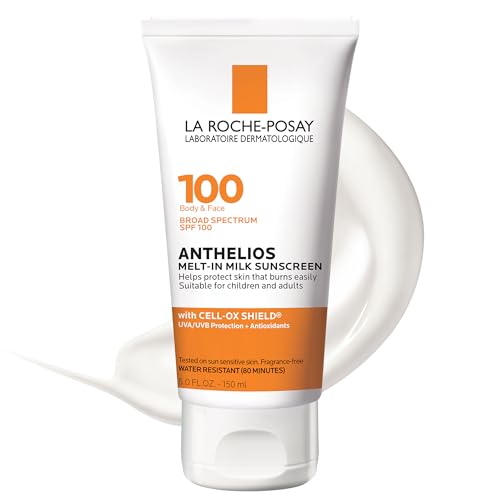 La Roche-Posay Anthelios Melt-In Milk Sunscreen SPF 100, Sunscreen For Body & Face, Broad Spectrum SPF + Antioxidants, Oil Free, For Sun Sensitive Skin, Oxybenzone Free