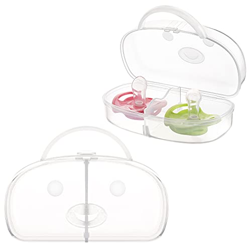 Accmor Pacifier Case, Pacifier Holder Can Storage 2 Pacifiers, Baby Pacifier Holder Case Container for Travel, BPA Free, Transparent, 2 Pack