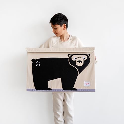 3 Sprouts Large Toy Chest for Kids with Lid and Handles - Collapsible Toy Storage Bin/Trunk/Box/Basket Organizer for Boys & Girls Playroom, Nursery, Leopard