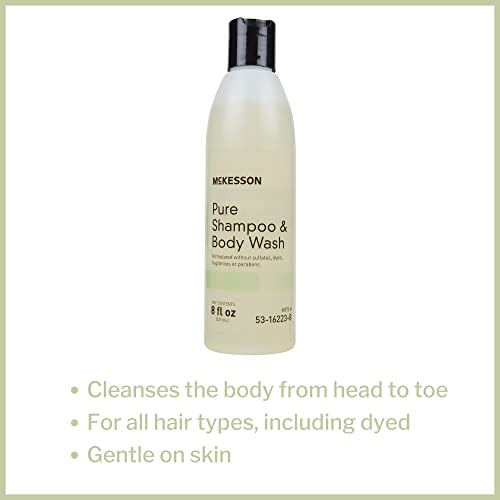 McKesson Pure Shampoo and Body Wash, Sulfates, Dyes, Fragrance and Parabens Free, Unscented, 8 oz, 1 Count