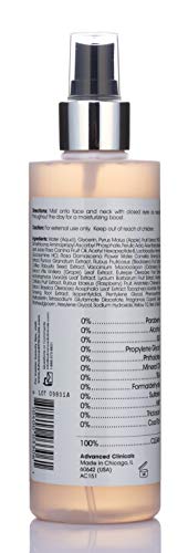 Advanced Clinicals Vitamin C Glow Facial Mist Toner for Face W/Rosewater, Ferulic Acid, & Peptides. Vitamin C Antioxidant Moisturizer Face Mist Provides Instant Skin Hydration, Non-Greasy, 8 Fl Oz