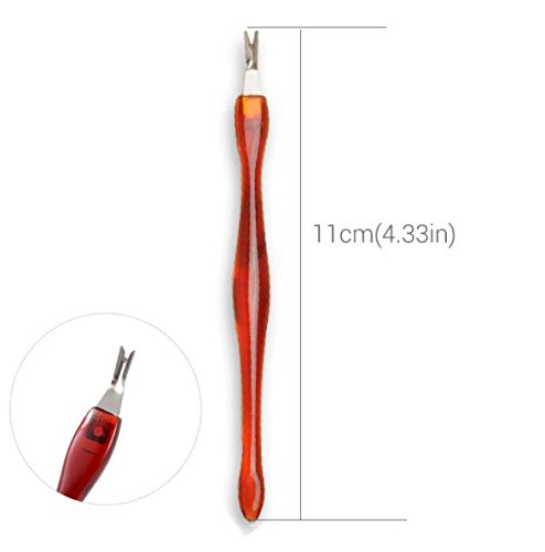 Luxxii (2 Pack) Practical Nail Art Tools Pedicure Cuticle Trimmer Remover Pusher Dead Skin Callus Removal Fork Brown (B)