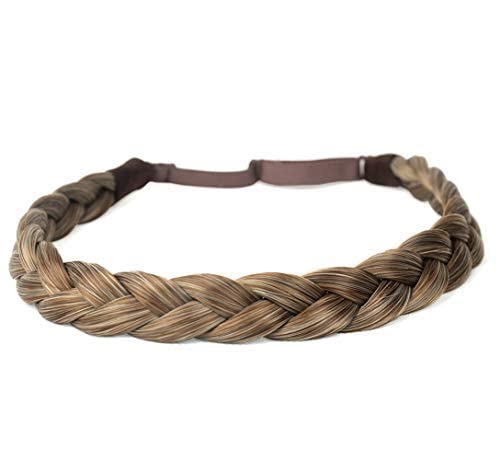 DIGUAN Synthetic Hair Braided Headband Classic Chunky Wide Plaited Braids Elastic Stretch Hairpiece Women Girl Beauty accessory, 55g aHairBeauty (#Caramel Blonde)