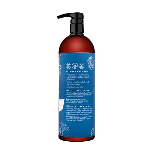 CIBU Balance Shampoo 30092 Nutrient-Rich Formula Moisturizes, Strengthens & Repairs Dry Hair | Sulfate-Free For All Hair Types and Textures | Gentle For Daily Use for Clean, Healthy Shine 1 Liter