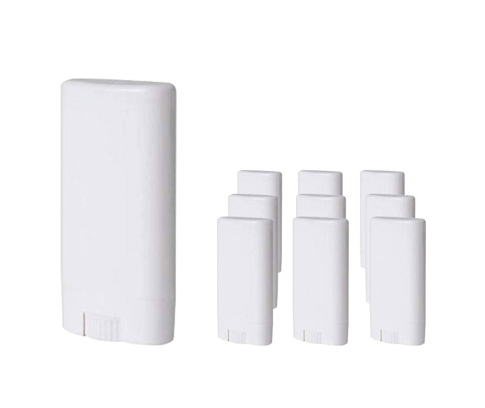 Goege Empty Plastic Oval Deodorant Containers Lip Balm Tubes with Lid Caps 15ML for Lipstick, Crayon,chapstick,homemade Lip Balm,BPA Free (10 Pcs)