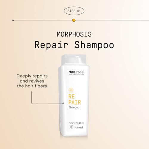 FRAMESI Morphosis Repair Shampoo 8.4 fl oz, Moisturizes and Strengthens Hair, Natural Ingredients, Color Safe