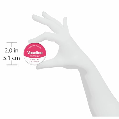 Vaseline Lip Therapy Rosy Lips Tin 3-Pack – Tinted Lip Balm for Soft, Smooth, Glossy Lips, 0.6 Oz Ea