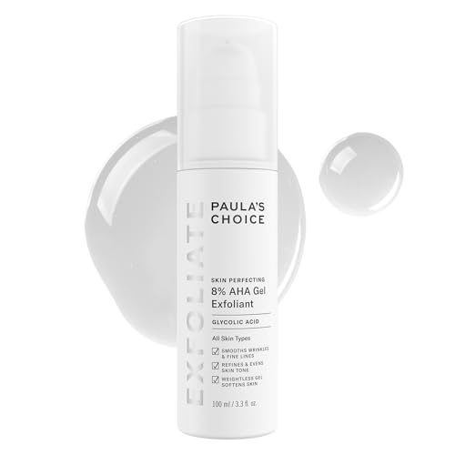 Paula's Choice SKIN PERFECTING 8% AHA Exfoliant, Gel Exfoliant with Glycolic Acid Chamomile & Green Tea, Leave On Gentle Face Exfoliator for All Skin Types, Fragrance- Free, 3.3oz