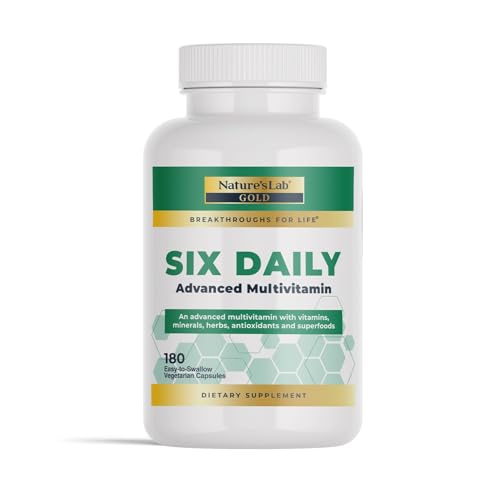 Nature's Lab Six Daily Advanced Multivitamin - Over 90 Nutrients, Minerals, Antioxidants, Herbs & Whole Foods - 180 Capsules (30 Day Supply)