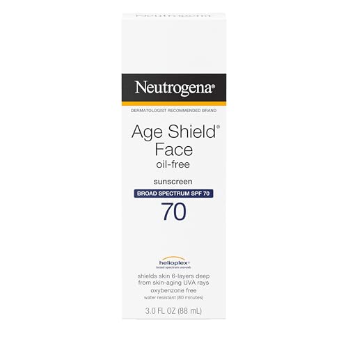 Neutrogena Age Shield Face Oil-Free Sunscreen Lotion with Broad Spectrum SPF 70, Non-Comedogenic Moisturizing Sunscreen to Help Prevent Signs of Aging, PABA-Free, 3 fl. oz.
