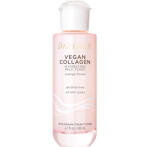 Pacifica Vegan Collagen Hydrating Milk Tonic – Alcohol-Free Milky Toner & Essence Moisturizing Vegan Collagen Face Tonic w/Hyaluronic Acid, Chamomile Jasmine All Skin Types Vegan Dermatologist Tested