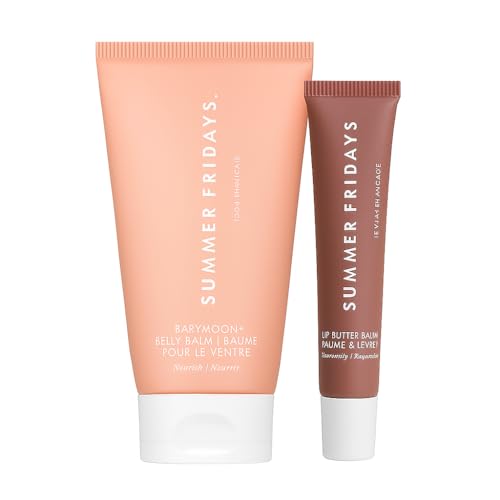 Summer Fridays Vanilla Lip Butter Balm & Babymoon Belly Balm Gift Set - Lip & Body Care Bundle to Help Moisturize Dry Skin & Help Reduce the Appearance of Stretch Marks (2 Count)