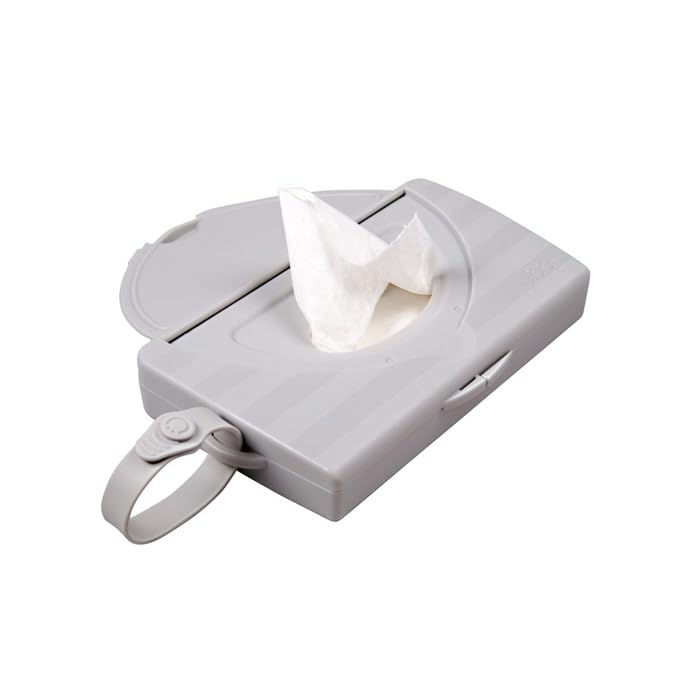 Ubbi On-The-Go Baby Wipes Dispenser, Portable Wipes Container for Travel, Diaper Bag Accessory Must Have for Newborns, Reusable Wipes Holder, Gray