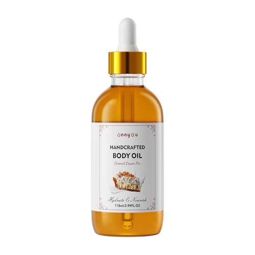 Gaayou Coconut Cream Pie Body Oil Handcrafted Body Oil Moisturizing Coconut Oil Soothing Comfort Scented Juicy Body Oil for All Skin Types