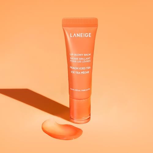 LANEIGE Lip Glowy Balm, Peach Iced Tea: Sheer Tinted Lip Moisturizer with Shea Butter, for Hydrating Shine & Soft Lips