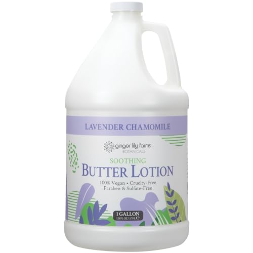 Ginger Lily Farms Botanicals Soothing Butter Lotion for Dry Skin, 100% Vegan & Cruelty-Free, Lavender Chamomile Scent, 1 Gallon Refill (128 fl oz)