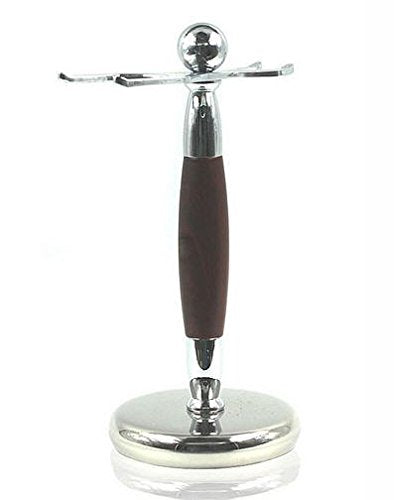 Faux Rosewood : 2017 Sale - Spitalfields Shaving Company *Premium Grade* Brush and Razor Stand - Millwall 38 - Chrome with Faux Rosewood