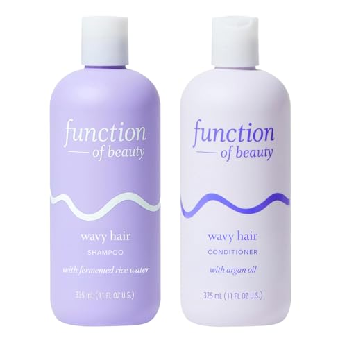 Function of Beauty Wavy Hair Shampoo & Conditioner Set, 11 oz Each - With Fermented Rice Water to Strengthen & Argan Oil to Enhance Glossiness & Natural Shine, Sulfate-Free, Customizable Haircare