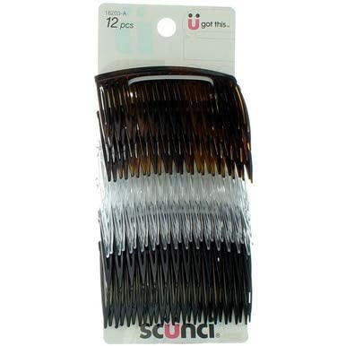 Scunci Side Combs Assorted Color 12 PK (Pack of 3)
