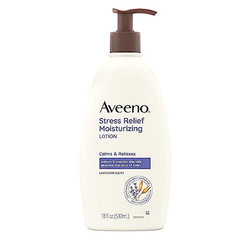 Aveeno Stress Relief Moisturizing Body Lotion with Lavender Scent, Natural Oatmeal to Calm & Relax, Non-Greasy Daily Stress Relief Lotion, 18 fl. oz (Pack of 3)