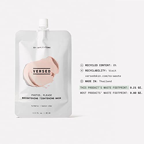 Versed Photos, Please - Tightening, Brightening Face Mask with Turmeric and Kaolin Clay - Pore-Tightening, Hydrating Facial Mask Exfoliates, Removes Blackheads, Evens Skin Tone (1.5 fl oz)