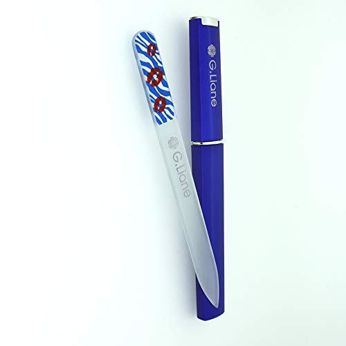 G.Liane Premium Glass Nail File With Case Professional Crystal Fingernail Files Perfect Manicure Set For Women Men Kids Nail Care Gift Set (Blue)