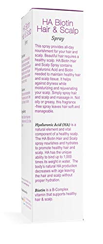 Hyalogic HA Biotin Hair & Scalp Spray - Promotes Appearance Of Thicker Hair - Moisturizes & Rejuvenates The Scalp - Contains Hyaluronic Acid & Biotin - Safe For Thinning Hair - 4 oz