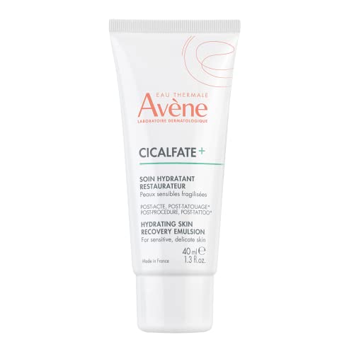 Avène Cicalfate+ Hydrating Skin Recovery Emulsion for post-procedure & post-tattoo, helps restore skin barrier, 24hr hydration, 1.3 Fl Oz