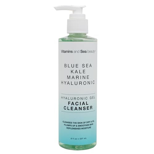 VITAMINS AND SEA BEAUTY Hyaluronic Gel Facial Cleanser with Blue Sea Kale + Marine Hyaluronic, 8 fl oz
