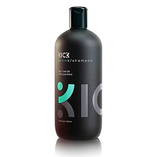 Kick Mens Shampoo - Sulfate-Free, Peppermint and Tea Tree Shampoo - Natural Botanicals for Anti Dandruff Control - Refreshes Scalp - Cruelty-Free 17oz