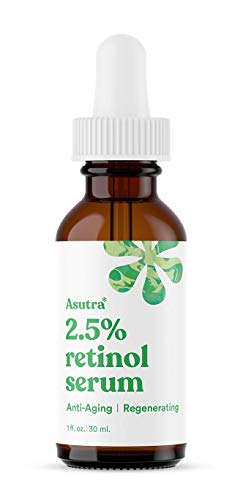 ASUTRA 2.5% Retinol Serum, 1 fl oz - Hyaluronic Acid, Vitamin E, Wheat Germ, Aloe, & Jojoba Oil, Plumping Face Serum