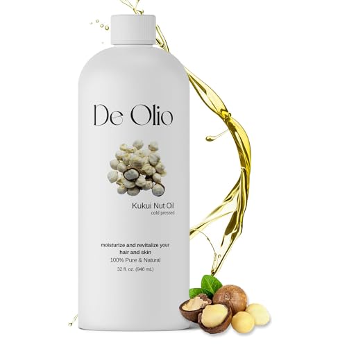 De Olio | Kukui Nut Oil | 100% Pure & Natural | Imported from Hawaii | Cold Pressed | Carrier Oil for Skin, Face, Hair, Soap Making | 32fl. oz. (946 mL)