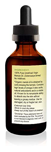 Tropical Holistic 100% Pure Organic Marula Oil 2 oz - Luxury Cold Pressed Unrefined Face Moisturizer For Skin, Hair, Body Care