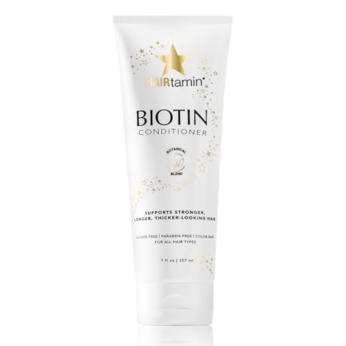 HAIRtamin Biotin Conditioner, vitamin-rich conditioner for healthy hair growth for all hair types, color and keratin safe, paraben free