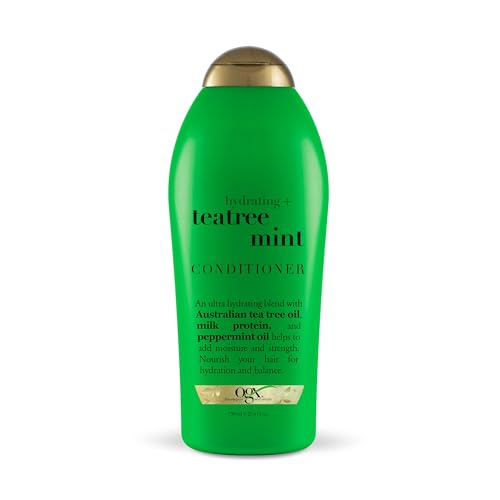 OGX Hydrating + Tea Tree Mint Conditioner, Nourishing & Invigorating Scalp Conditioner with Tea Tree & Peppermint Oil & Milk Proteins, Paraben-Free, Sulfate-Free Surfactants, 25.4 fl oz