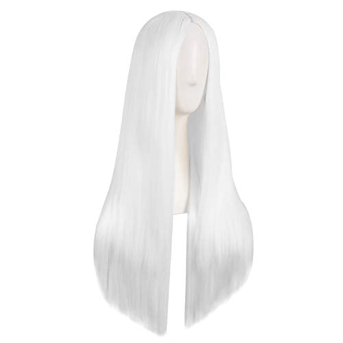 MapofBeauty 28 Inch/70cm Women Special Natural Long Straight Synthetic Wig (White)