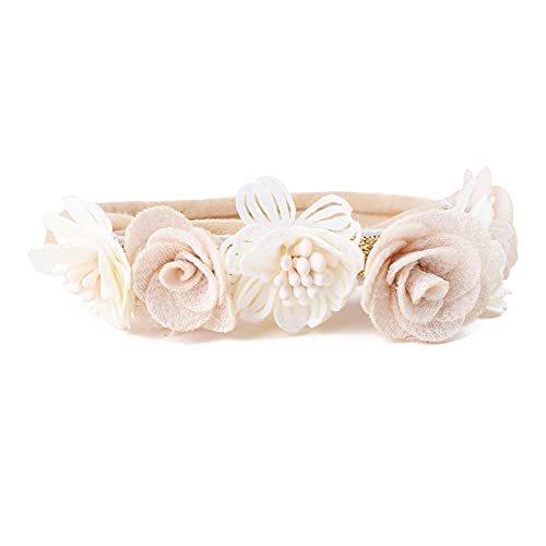 cherrboll 3pcs Baby Girl Flower Headbands, Super Soft & Stretchy Nylon Floral Hairbands for Newborn Toddler
