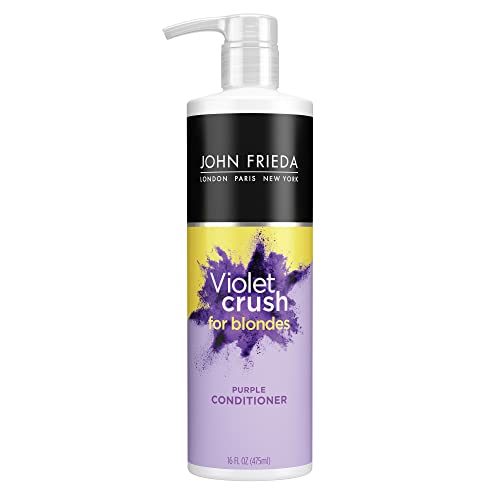 John Frieda Violet Crush Purple Conditioner, Purple Conditioner for Blonde Hair, Crushed Violet Pigments Neutralize Brassy Tones for Cooler, Brighter Blonde, 8.3 Oz