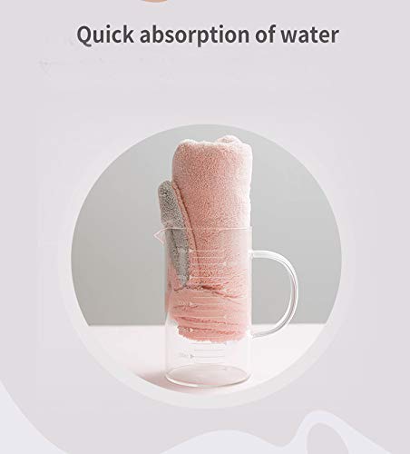 Flycheers Hair Towel Wrap,(Pink+Purple) Rabbit Ears Turban 2 Pack,Microfibre Hair Towel, Super Absorbent,Hair Drying Towel with Button, Dry Hair Hat, Wrapped Bath Cap