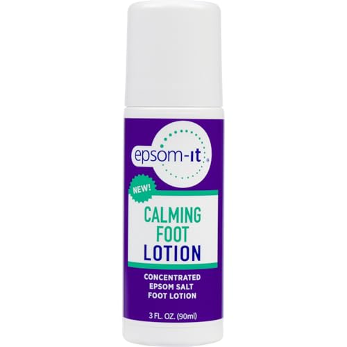 EPSOM-IT Calming Foot Lotion - Roll On Magnesium Sulfate Lotion for Tired Feet & Ankles, Topical Epsom Salt with Urea, Soften Tough Skin and Cracked Heels, Providing Comfort for Legs and Feet 3.0 oz