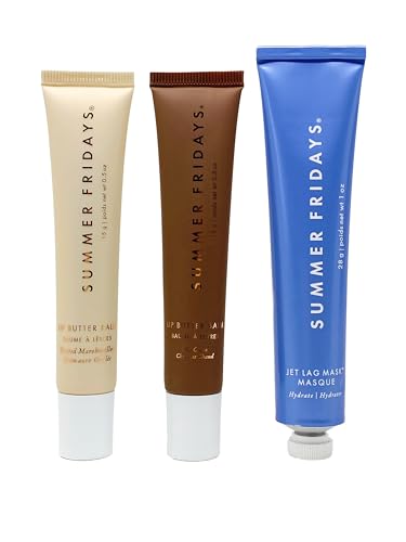 Summer Fridays The Holiday Trio - Lip Butter Balm in Hot Cocoa & Toasted Marshmallow and Jet Lag Mask