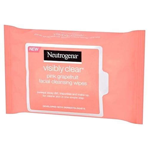 Neutrogena Oil Free Facial Cleansing Makeup Wipes, Disposable Acne Face Towelettes to Remove Dirt, Oil and Makeup for Acne Prone Skin, Pink Grapefruit, 25 Count